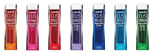 Uni Nano Dia Color Mechanical Pencil Leads 0.5mm 7 Set, Pack/Total 140