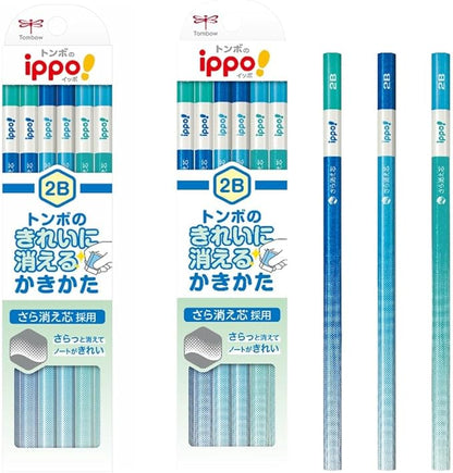 TOMBOW Pencils, Pencils, Ippo Erasing Cleanly Erasing, 2B, 1 Dozen, Blue, KB-KSKM01-2B (x2)