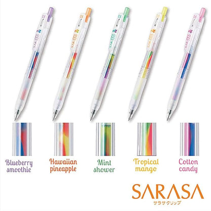 Zebra JJ75-5C-MB Sarasa Clip Gel Ballpoint Pens, Marble Color, 0.5, 5 Colors