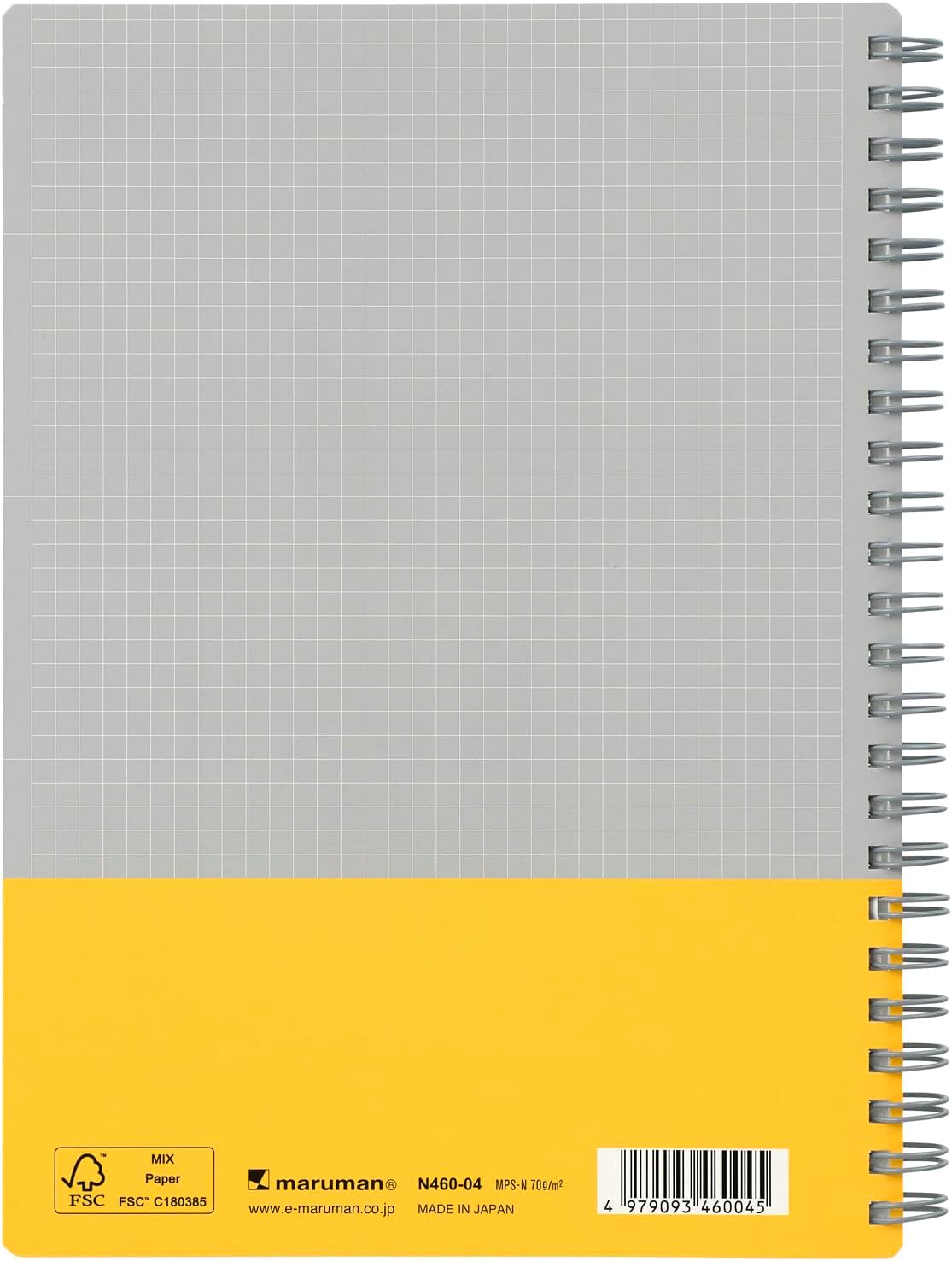 Maruman Notebook, Ring Notebook, Utoka, A5, 4mm Grid, Yellow, N460-04