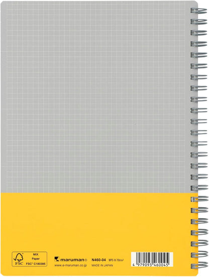 Maruman Notebook, Ring Notebook, Utoka, A5, 4mm Grid, Yellow, N460-04