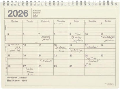 2026 Planner, Schedule Book, Starts from January 2026, Monthly Block B5 Variation, Notebook Calendar, M, Ivory Marks, 26WDR-NB1-IV