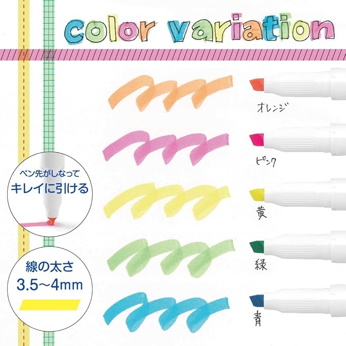 Zebra Highligher Just Fit Mojiniline, blurring proof for ballpoint pen wrinting (5 color set) WKS22-5C