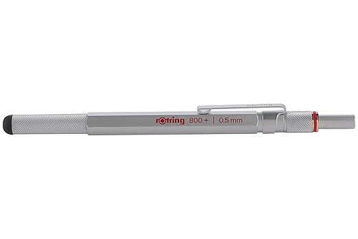 Rotring 800+ Mechanical Pencil and Touchscreen Stylus, 0.5 mm, Silver