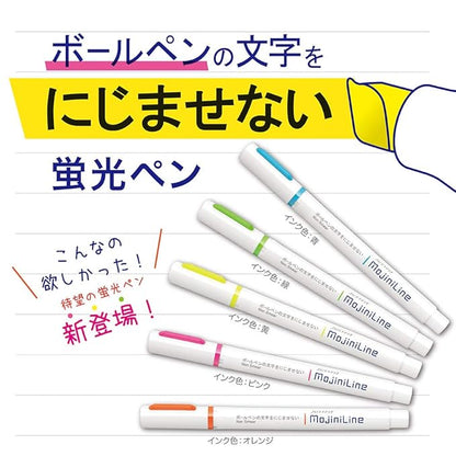 Zebra Highligher Just Fit Mojiniline, blurring proof for ballpoint pen wrinting (5 color set) WKS22-5C