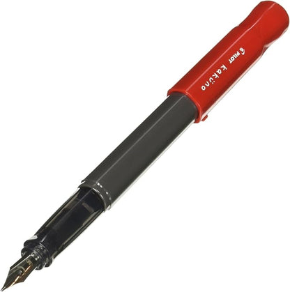 Pilot Kakuno Medium-Nib Fountain Pen, Black Body with Light Green Cap (FKA-1SR-LGM)