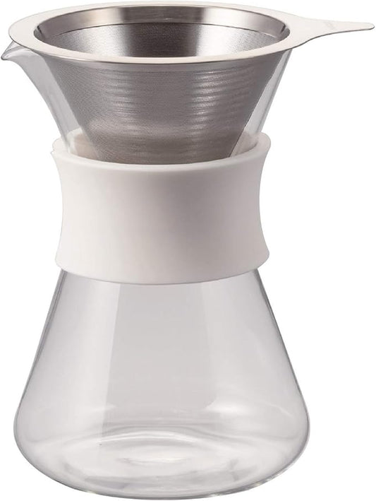 HARIO S-GCM-40-W Glass Coffee Maker, Practical 13.5 fl oz (400 ml), White Dripper Decanter Set with Band
