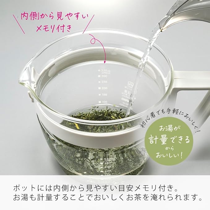 HARIO OTPM-40-PGR Easy Teapot, Teapot, Pale Gray, Practical Capacity, 13.5 fl oz (400 ml), Heat-resistant Glass, Memory Included, Made in Japan