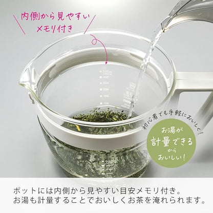 HARIO OTPM-40-PGR Easy Teapot, Teapot, Pale Gray, Practical Capacity, 13.5 fl oz (400 ml), Heat-resistant Glass, Memory Included, Made in Japan