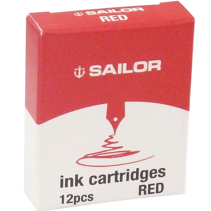 SAILOR FOUNTAIN PEN CARTRIDGE JENTLE INK RED 12 PIECE BOX[13-0402-130]