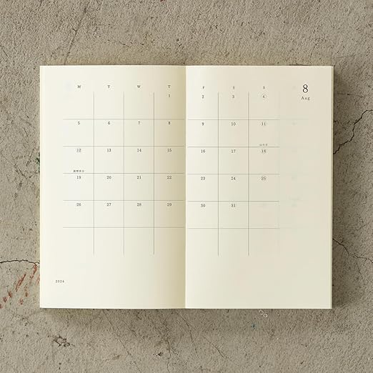 Midori 22278006 MD Notebook Diary, Notebook Stickers, 2024, M, Monthly (Starts December 2023) (New book (monthly)