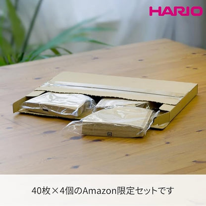 Hario VCF-02-40M-4S-AZ+ V60 Coffee Filter, For 1-4 Cups, 160 Sheets, Set of 40 Sheets × 4 Packs, Amazon Original Set, Made in Japan, FSC Certified Product, 02, M, Unbleached