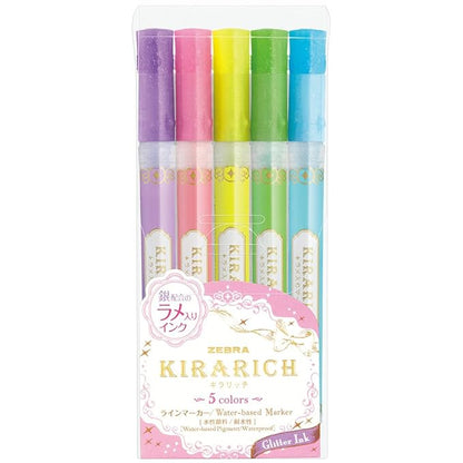 Zebra Glitter Highlighter, Kirarich (WKS18-5C) - Pack of 5