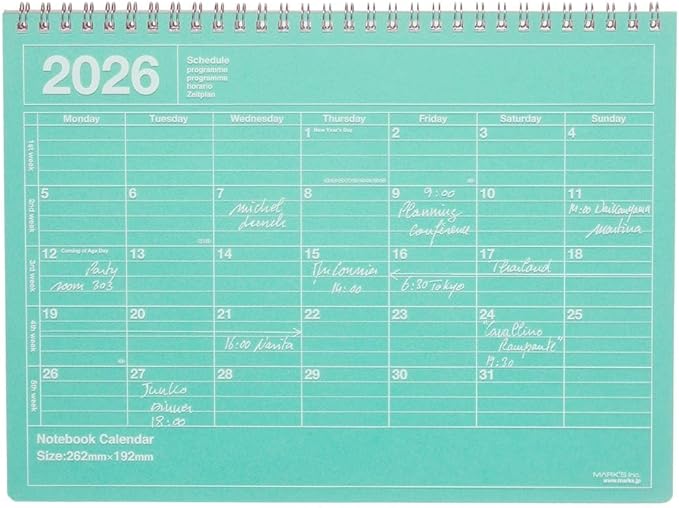 2026 Planner, Schedule Notebook, Starts from January 2026, Monthly Block, B5 Variation, Notebook Calendar, M, Mint Marks 26WDR-NB1-MI