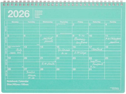 2026 Planner, Schedule Notebook, Starts from January 2026, Monthly Block, B5 Variation, Notebook Calendar, M, Mint Marks 26WDR-NB1-MI