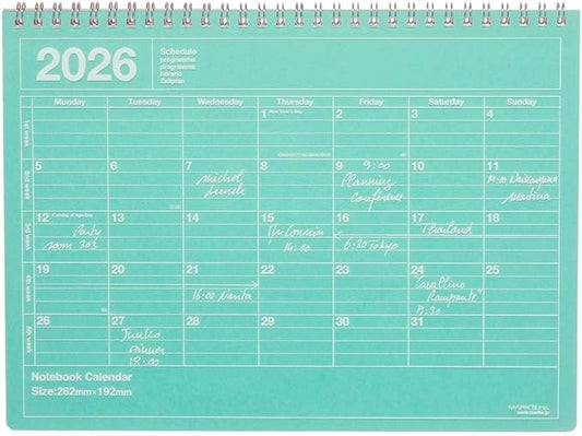 2026 Planner, Schedule Notebook, Starts from January 2026, Monthly Block, B5 Variation, Notebook Calendar, M, Mint Marks 26WDR-NB1-MI