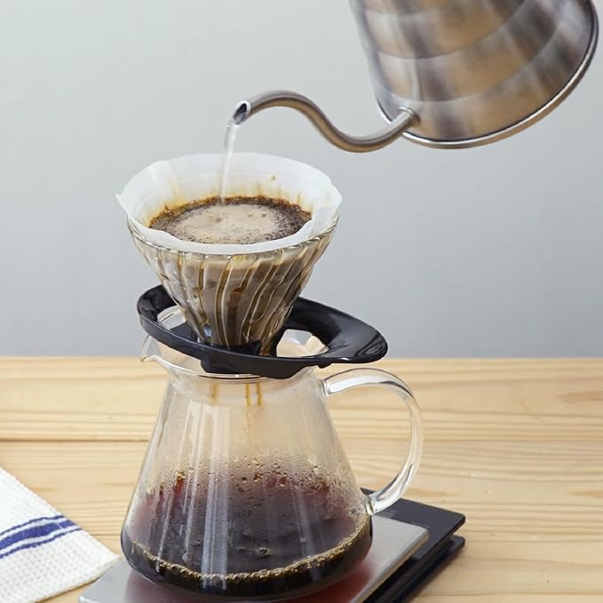 HARIO VDGR-01-B V60 Heat Resistant Glass Transparent Dripper, 01, Black