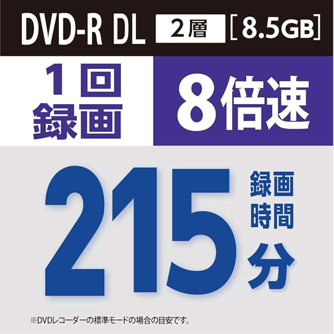 Verbatim VHR21HDP20D1 Single Recording DVD-R DL CPRM, 215 Minutes, 0 February, White Printerable, Double Layer on One Side, 2-8x Speed
