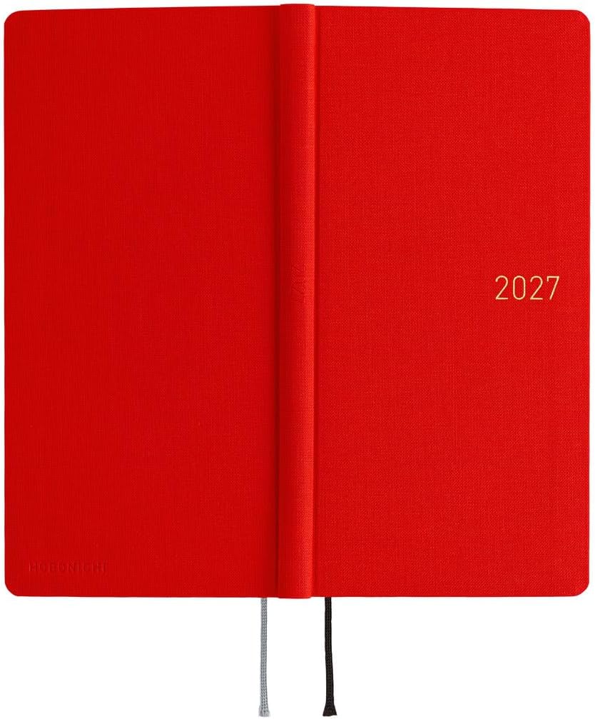 Hobonichi Planner, 2027 Weeks, Poppy Red, Starts from January, Weekly Notebook.
