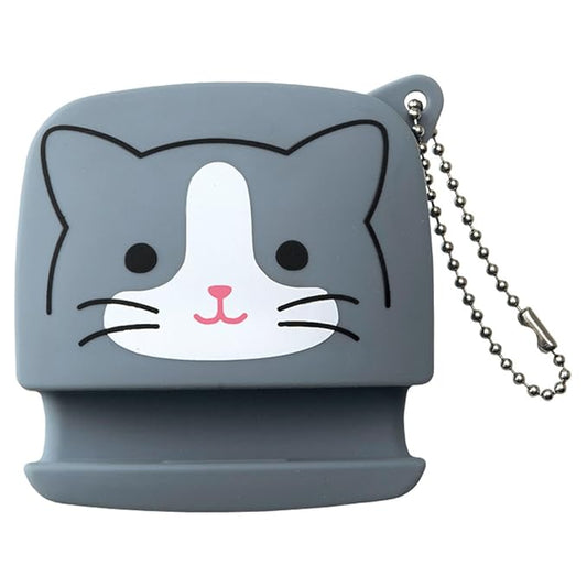 Lihit Lab PuniLabo Cell Phone Stand w/ Earphone Holder, 3.1" ×" 1.2", Gray Cat (A7713-4)