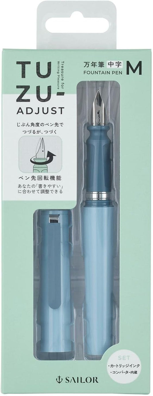 Sailor Fountain Pen, TUZU ADJUST Fountain Pen, Beginner, Everyday Use, Self Packaging, Light Blue, Medium Point, 12-0541-441
