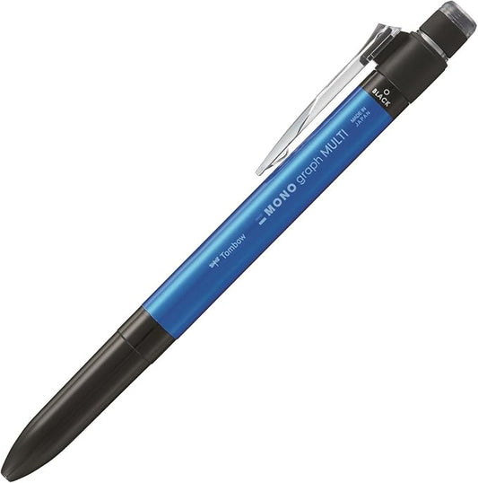 Tombow Pencil Multi-functional Pen 2&S with Eraser, Mono Graph Multi Pen, Bule