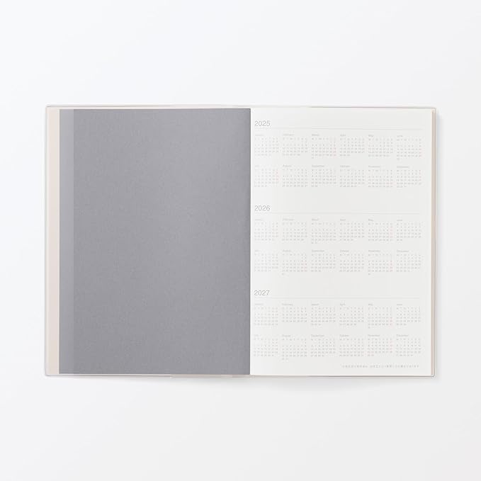 MUJI 84854538 Notebook, 2026, A5, Vertical Schedule Book, Starts December 2025, A5, White, Monthly Weekly