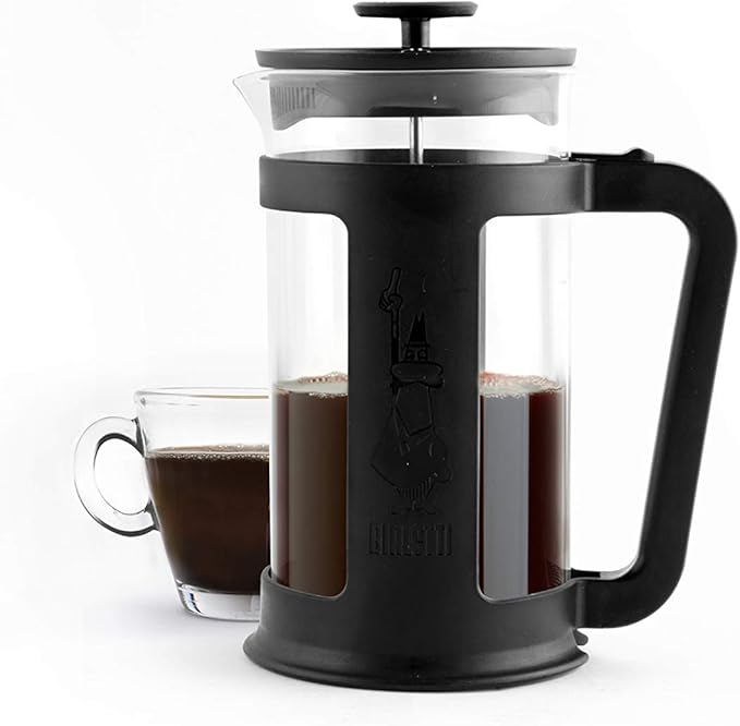 Bialetti Coffee Press Smart French Press for Coffee or Tea Borosilicate Glass Containers Dishwasher Safe 1L Black