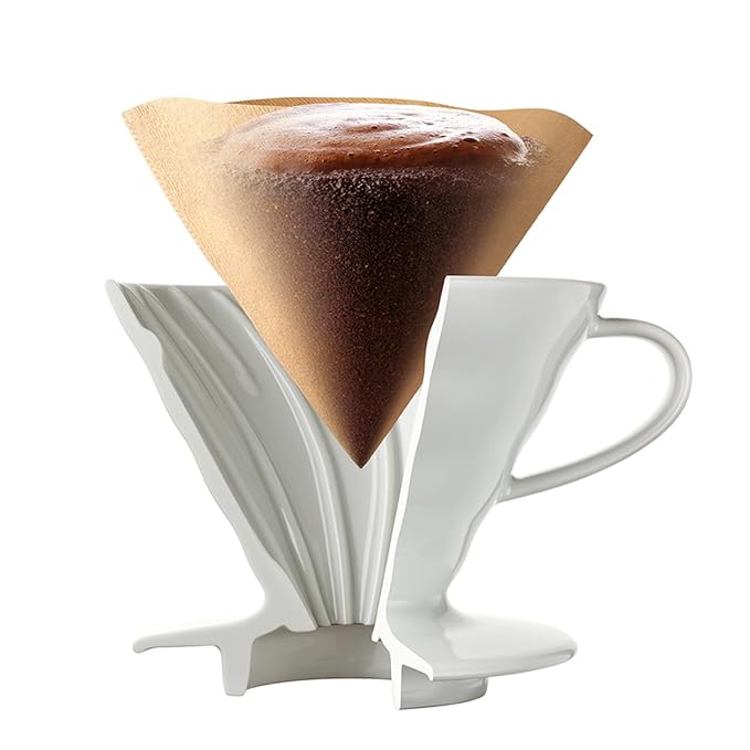 Hario Coffee Dripper V60 02 Clear & Hario 02 100 Count Coffee Paper Filter, Natural X2 Set(Total 200 Sheets)- Starter Value Set (with Our Shop Description of Goods)