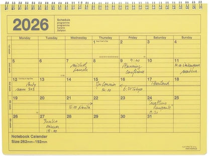2026 Planner, Schedule Book, Starts from January 2026, Monthly Block, B5 Variation, Notebook Calendar, M, Yellow, Marks 26WDR-NB1-YE