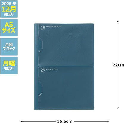 Laconic LAMD92-160BL 2026 Notebook, A5 Monthly Pocket, Blue (Starts on December 2025)