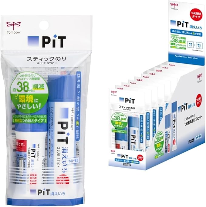 TOMBOW HCA-223-10P Stick Glue Stick Pit Refill Type, N Size, 0.7 oz (20 g), Main Unit + Refill Pack, 10 Pieces