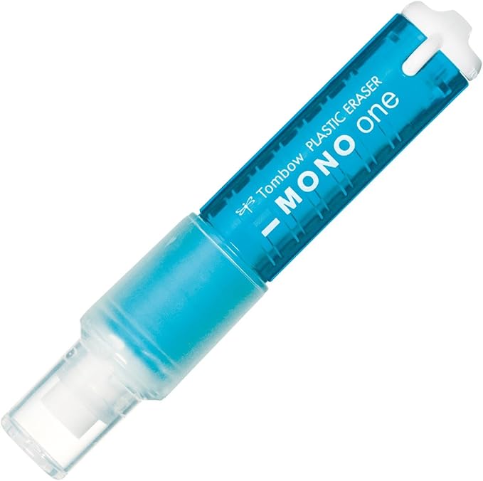 Tombow MONO One Blue Pencil-Shaped Eraser (Short Type) with 10 Rotating Holders (EH-SSM40-10P)