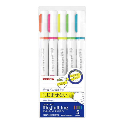 Zebra Highligher Just Fit Mojiniline, blurring proof for ballpoint pen wrinting (5 color set) WKS22-5C