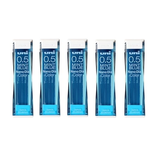 Uni Nano Dia Color Mechanical Pencil Leads 0.5mm Mint Blue, 5 Pack/Total 100 Value Set