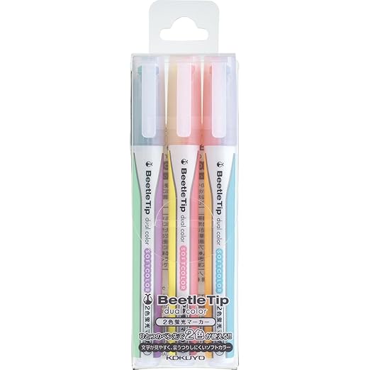 Kokuyo Beetle Tip Dual Color Highlighter, 1-Pack (PM-L313-3S)