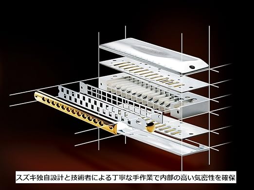 Suzuki F-64C Fabulous 16-Hole Chromatic Cross Slide Alignment Harmonica