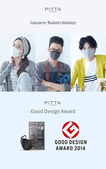Japanese Nanotechnology Pollution Protect Pitta Mask(Pack of 3) (white)