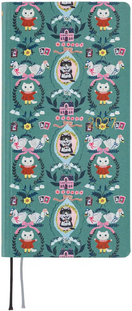 Hobonichi Techo 2027 Weeks, White Cat Wallpaper, January Start, Weekly Planner.