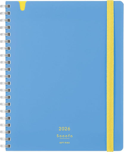 Kokuyo 2026 Sooofa Diary, Soft Ring, Monthly Blocks, B6 Transformation, Light Blue, SSMNLB-B6-26