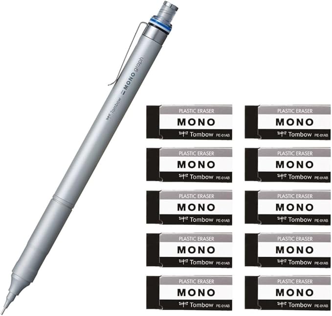 TOMBOW DPA-112A Mechanical Pencil, 0.5mm, MONO Monograph Fine (Wide Vision, Low Center of Gravity), Silver