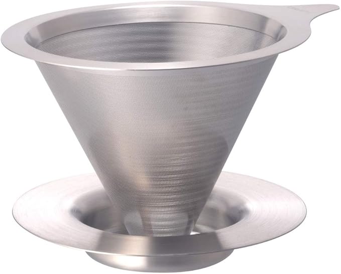 HARIO DMD-01-HSV Double Mesh Metal Dripper for 1-2 Cups, Hairline Silver