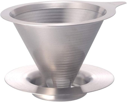 HARIO DMD-01-HSV Double Mesh Metal Dripper for 1-2 Cups, Hairline Silver