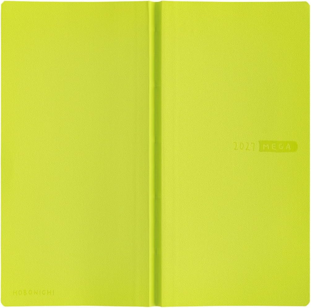 Hobonichi Techo 2027 Weeks MEGA Sneaker/Lime Green, January Start, Weekly Left-Hand Layout, Slim Vertical, 215 Grid Pages.