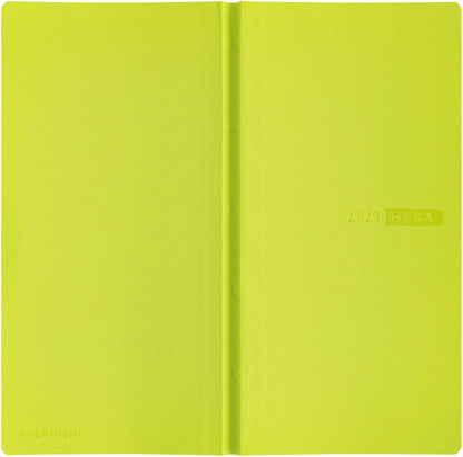 Hobonichi Techo 2027 Weeks MEGA Sneaker/Lime Green, January Start, Weekly Left-Hand Layout, Slim Vertical, 215 Grid Pages.