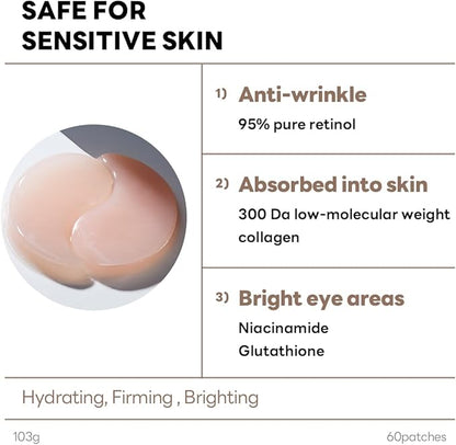 Mediheal Retinol Collagen Eye Ampoule Patch 60P 3.6 oz (103 g), Retinol Collagen Eye Ampoule Patch 60P, 3.6 oz (103 g)