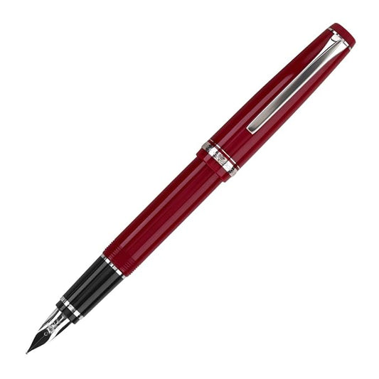 Pilot Falcon Collection Fountain Pen, Red with Rhodium Accents, Blue Ink, Soft Broad Nib (71623)