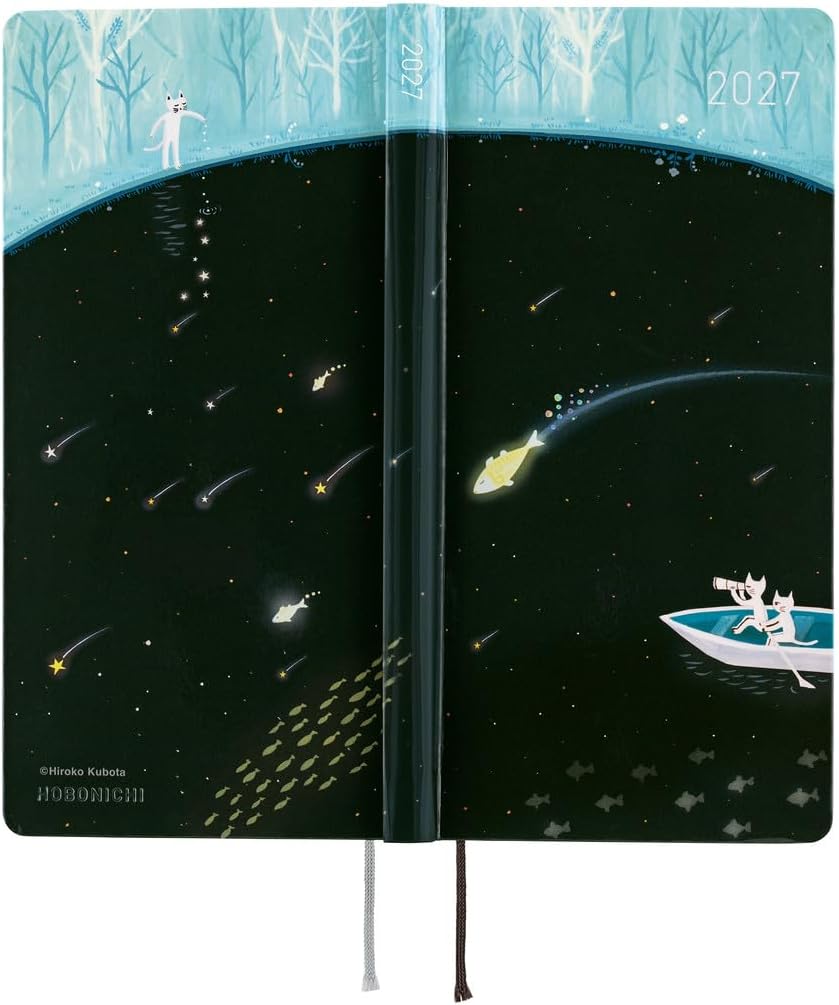 Hobonichi Techo 2027 Weeks English Edition, Light Blue Forest Meteor Shower.