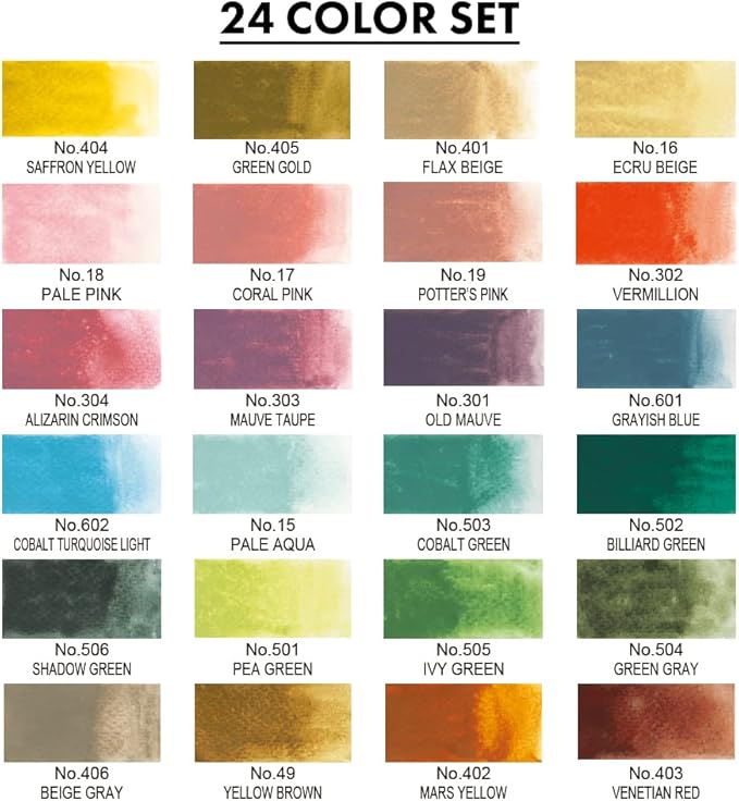Kuretake MC20/24V/NW Art Nouveau Paints, 24 Colors