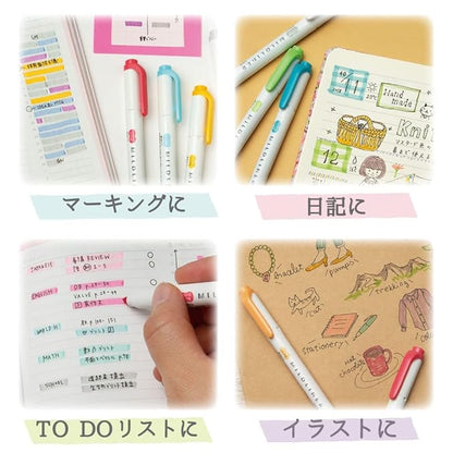 Zebra Mildliner WKT7-5C-N Highlighter, Slightly Fluorescent Colors, 5 Colors